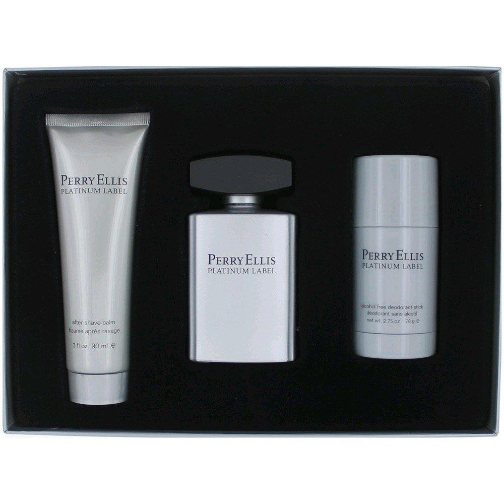 PERRY ELLIS - Perry Ellis Platinum Label para hombre / SET - 100 ml Eau De Toilette Spray + 90 ml Shower Gel + 90 ml After Shave Balm