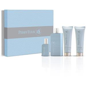 PERRY ELLIS - Perry Ellis 18 para hombre / SET - 100 ml Eau De Toilette Spray + 90 ml Shower Gel + 90 ml After Shave Balm + 7.5 ml EDT Spray